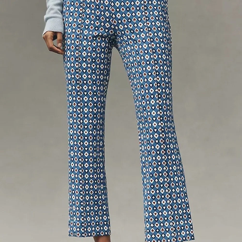 Anthropologie Maeve Kick Flare hearts Spade Pants Size Small